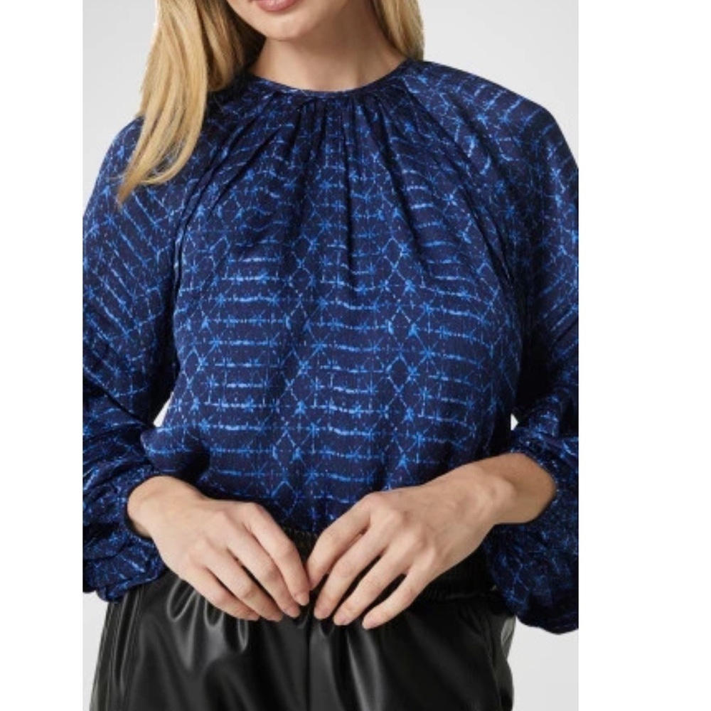 Misa Los Angeles Victoire Shibori Dyed Puff-Sleeve Top Size Small